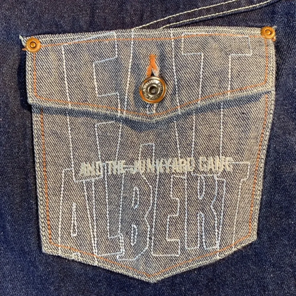 Vtg Platinum FUBU Fat Albert Junkyard Gang Dark Blue Denim Jacket Mens XL - Picture 3 of 5